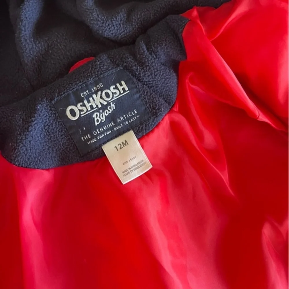 Osh Kosh B'Gosh Red & Navy Hooded Puffer Jacket 12 Months Unisex